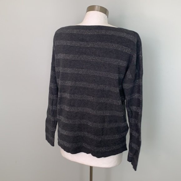 TOMMY BAHAMA GRAY SILVER STRIPED SWEATER SIZE S - Picture 4 of 6